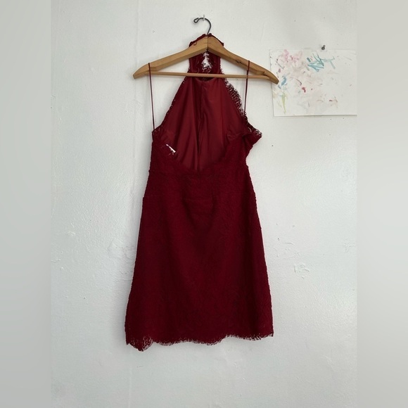 Free People Women's Red Harper Lace Halter Sleeveless Mini Dress - Picture 4 of 8